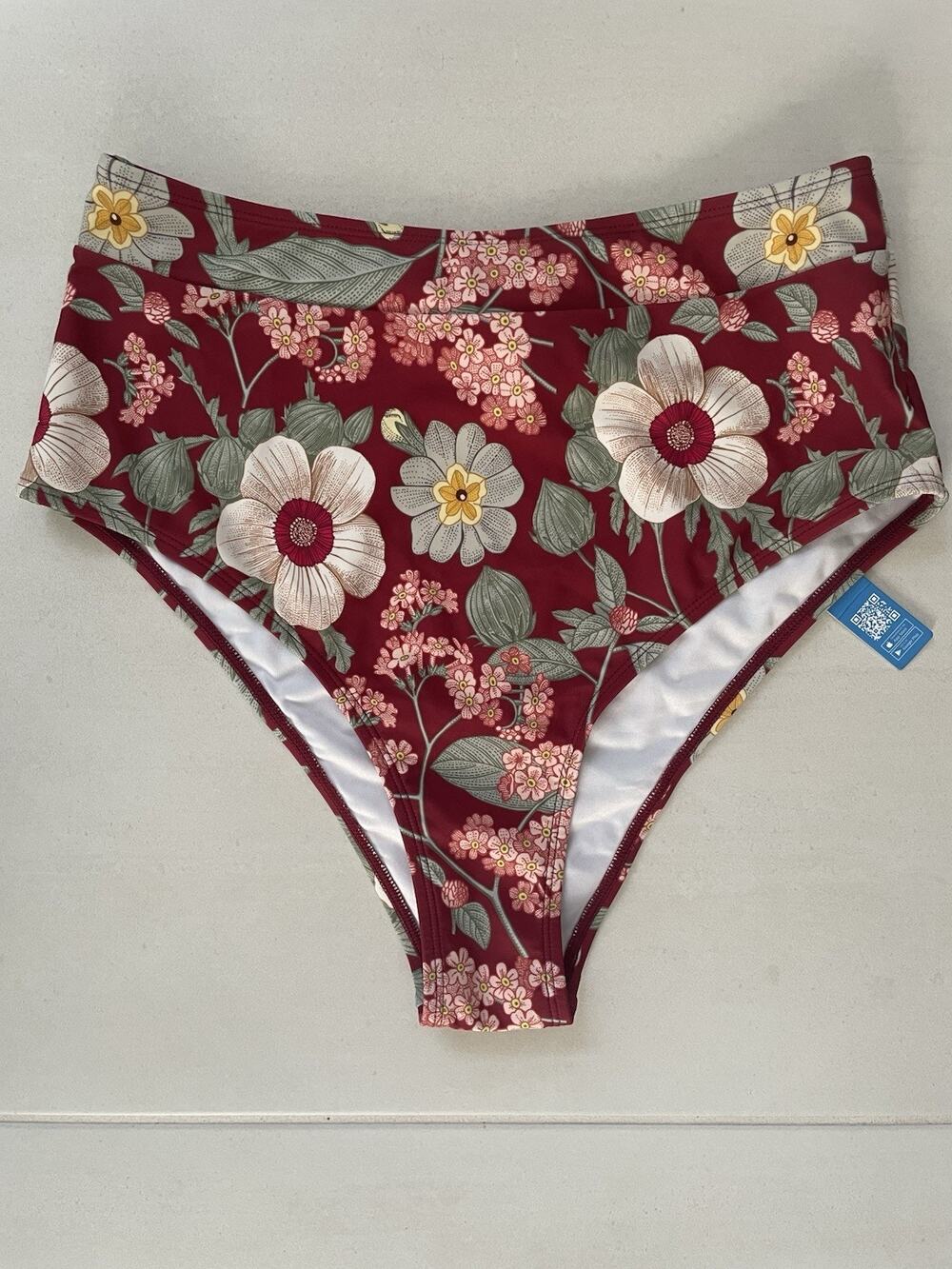 Cupshe Swim Bikini Bottom High Waisted Retro Floral Cottagecore Whimsigoth